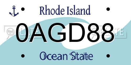 0AGD88 Rhode Island License Plate
