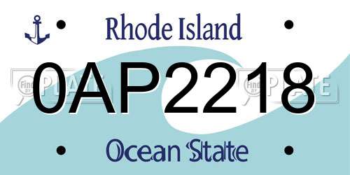 0AP2218 Rhode Island License Plate