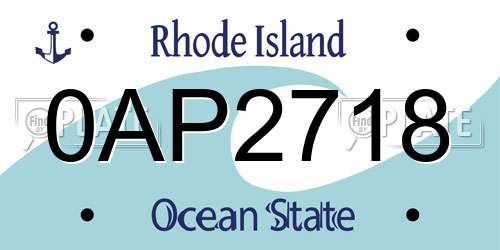 0AP2718 Rhode Island License Plate