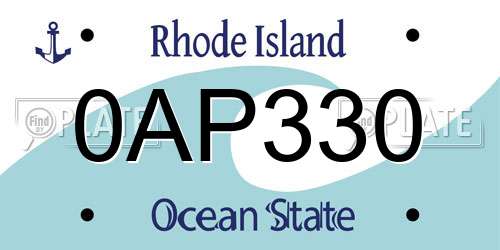 0AP330 Rhode Island License Plate