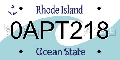 0APT218 Rhode Island License Plate