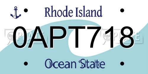 0APT718 Rhode Island License Plate