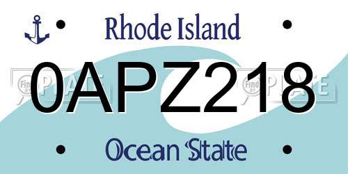 0APZ218 Rhode Island License Plate