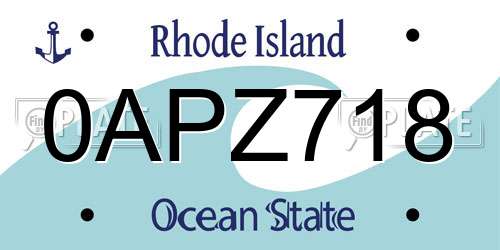 0APZ718 Rhode Island License Plate