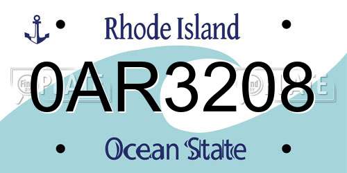 0AR3208 Rhode Island License Plate