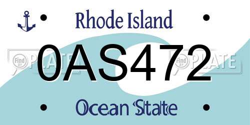 0AS472 Rhode Island License Plate