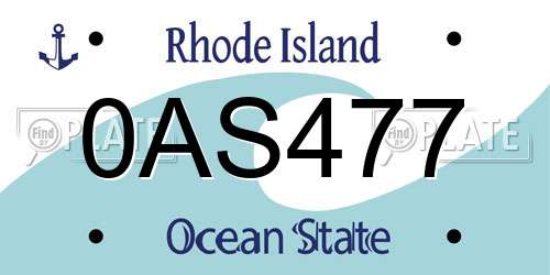 0AS477 Rhode Island License Plate