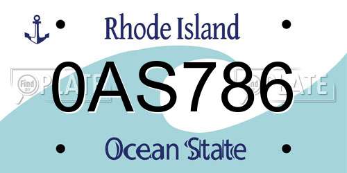 0AS786 Rhode Island License Plate