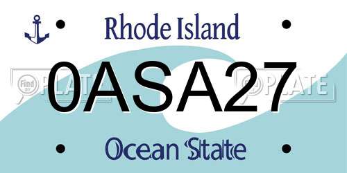 0ASA27 Rhode Island License Plate