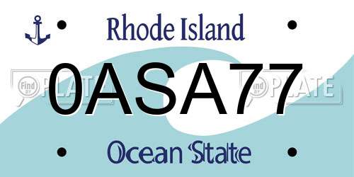 0ASA77 Rhode Island License Plate