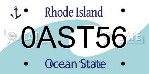 0AST56 Rhode Island License Plate