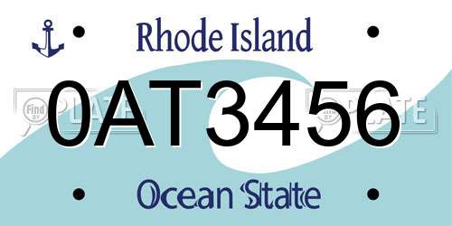 0AT3456 Rhode Island License Plate