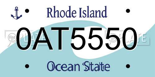 0AT5550 Rhode Island License Plate