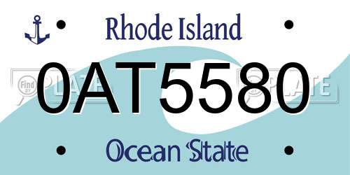 0AT5580 Rhode Island License Plate