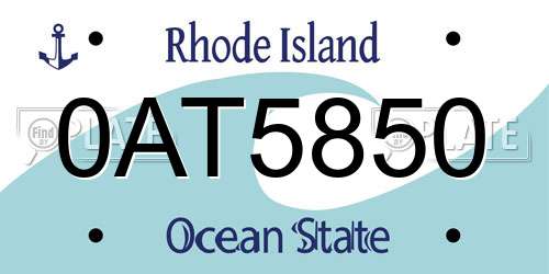 0AT5850 Rhode Island License Plate