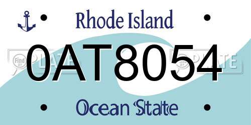 0AT8054 Rhode Island License Plate