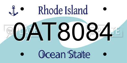 0AT8084 Rhode Island License Plate