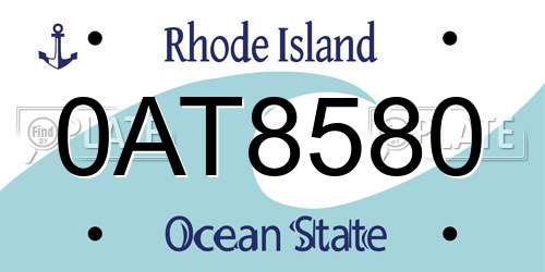 0AT8580 Rhode Island License Plate