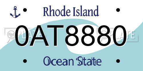 0AT8880 Rhode Island License Plate