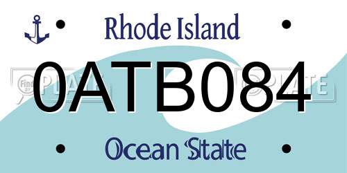 0ATB084 Rhode Island License Plate