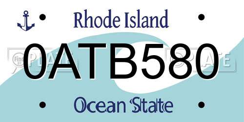 0ATB580 Rhode Island License Plate