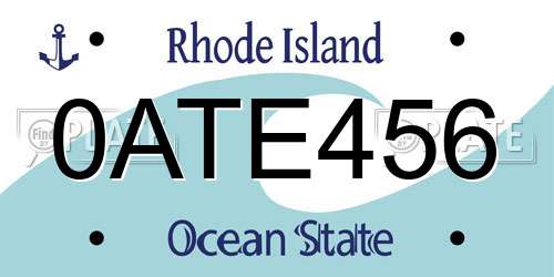 0ATE456 Rhode Island License Plate