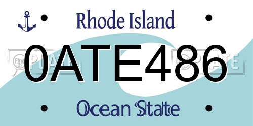 0ATE486 Rhode Island License Plate