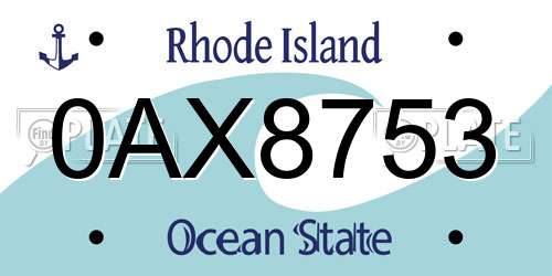 0AX8753 Rhode Island License Plate