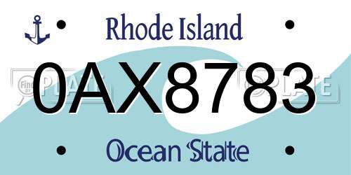 0AX8783 Rhode Island License Plate