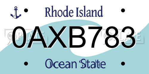 0AXB783 Rhode Island License Plate