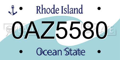 0AZ5580 Rhode Island License Plate