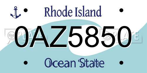 0AZ5850 Rhode Island License Plate
