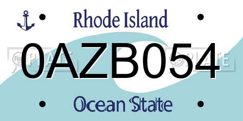 0AZB054 Rhode Island License Plate