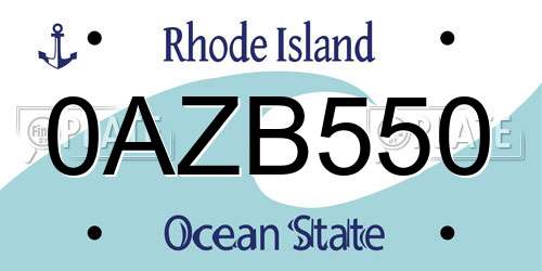 0AZB550 Rhode Island License Plate