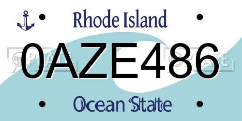 0AZE486 Rhode Island License Plate