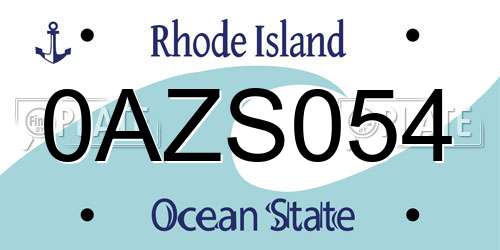 0AZS054 Rhode Island License Plate