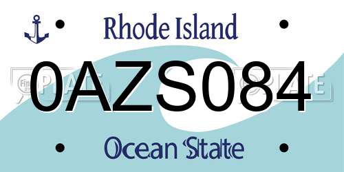 0AZS084 Rhode Island License Plate