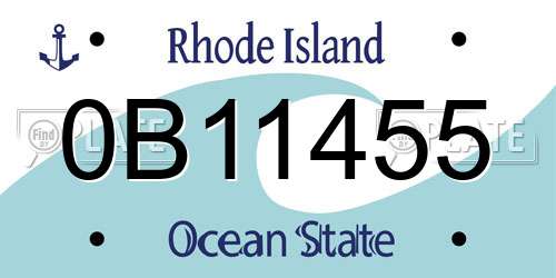 0B11455 Rhode Island License Plate