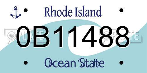 0B11488 Rhode Island License Plate