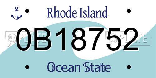 0B18752 Rhode Island License Plate