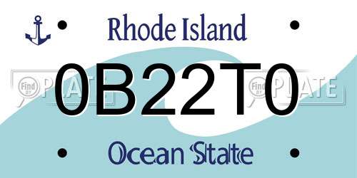 0B22T0 Rhode Island License Plate