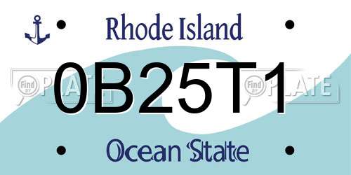 0B25T1 Rhode Island License Plate