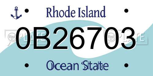 0B26703 Rhode Island License Plate