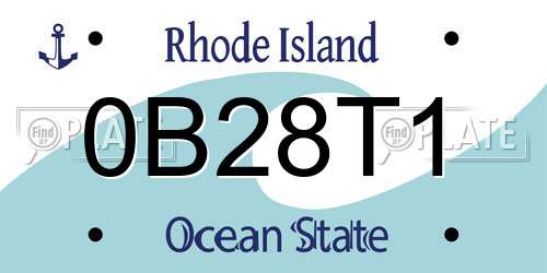 0B28T1 Rhode Island License Plate
