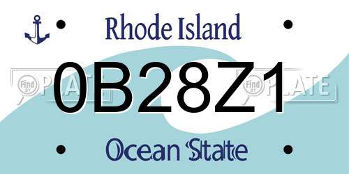 0B28Z1 Rhode Island License Plate