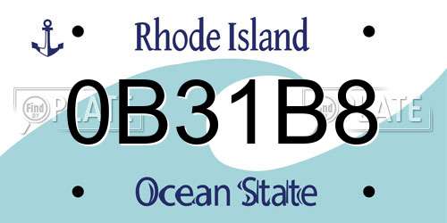 0B31B8 Rhode Island License Plate