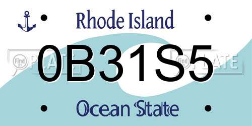 0B31S5 Rhode Island License Plate