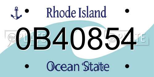 0B40854 Rhode Island License Plate