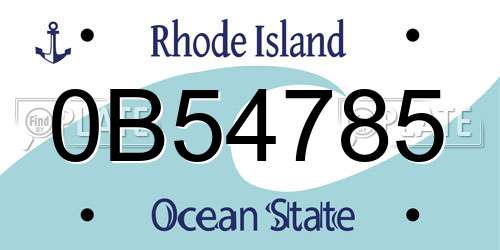 0B54785 Rhode Island License Plate