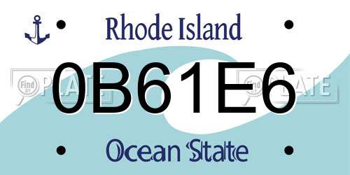 0B61E6 Rhode Island License Plate